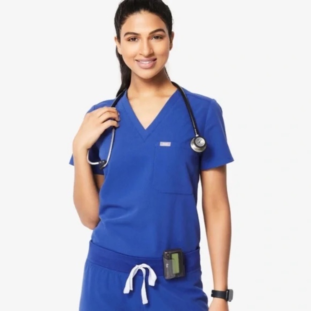 Figs Royal Blue V-Neck Scrub Top